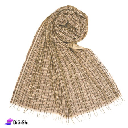 Women's Checked Soft Mohair Cloth Scarf - Biege