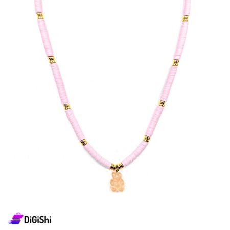 Necklace Rubber Rings & Gummy Bear - Light Pink