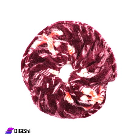 Fur Hair Scrunchie - Medium Violet Red