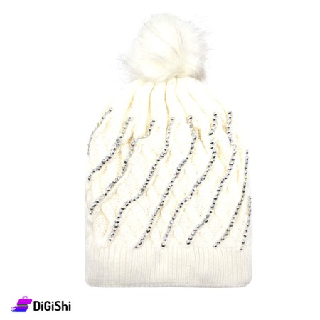 Women's Double Layered Wool Knitted Hat - White