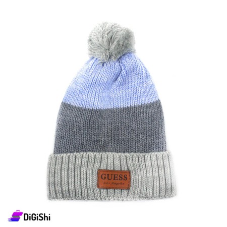 GUESS Children's Double Layered Wool Knitted Hat - Light Gray