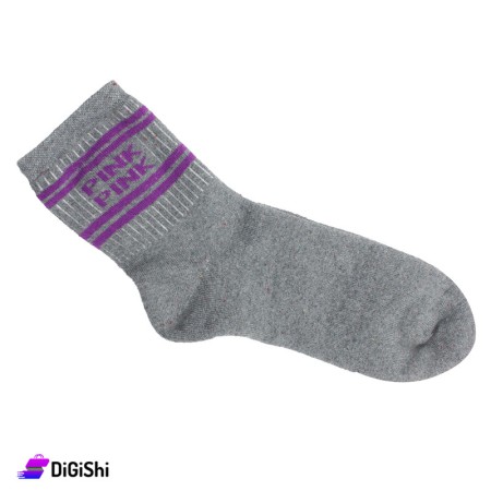Al Samah Towelie Women Socks - Dark Gray & Violet