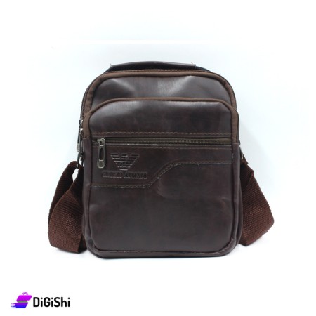 Giorgio Armani Men's Glossy Leather Shoulder & Handbag - Brown
