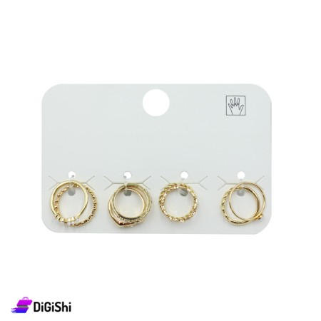 Women's Golden Rings Set with Zircon Stones & pearls In Different Shapes