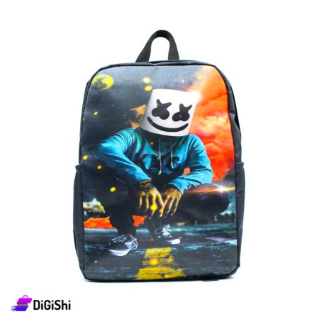 حقيبة ظهر رسمة DJ Marshmello - أسود