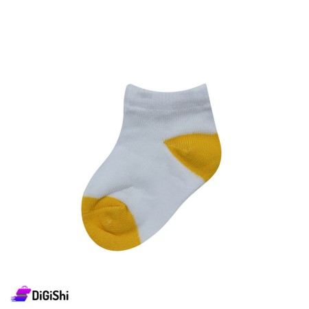 ZOX Cotton Pair Of Kids Short Socks - White & Yellow