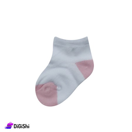 ZOX Cotton Pair Of Kids Short Socks - White & Pink