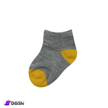 ZOX Cotton Pair Of Kids Short Socks - Grey & Yellow