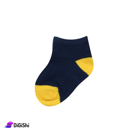 ZOX Cotton Pair Of Kids Short Socks - Dark Blue & Yellow