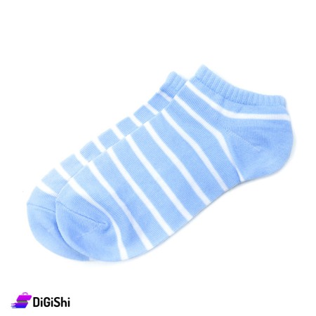 ZOX Pair Of Cotton Medium Women's Socks - Light Blue & White