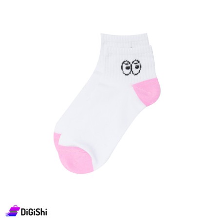 ZOX Plus Pair Of Cotton Women Medium Socks - White & Pink
