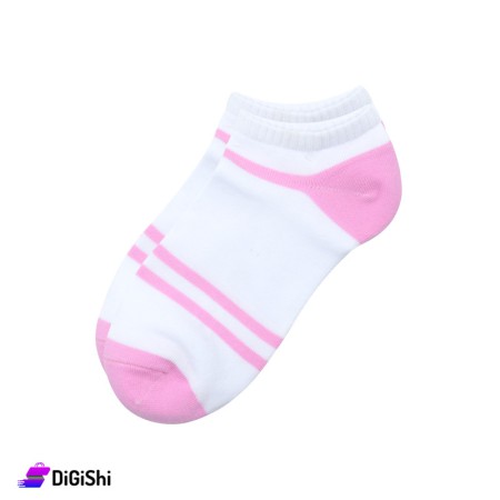 ZOX Pair Of Cotton Short Women's Socks - White & Light Pink