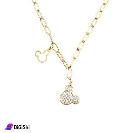 Women's Golden Necklace With Mickey Mouse Pendant