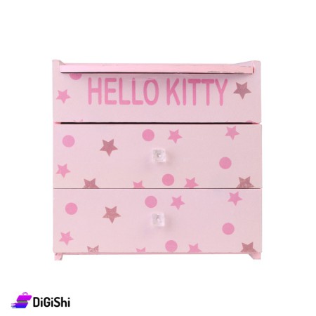 صندوق صغير للإكسسوارات ثلاث طبقات مع مرآة Hello Kitty - زهر