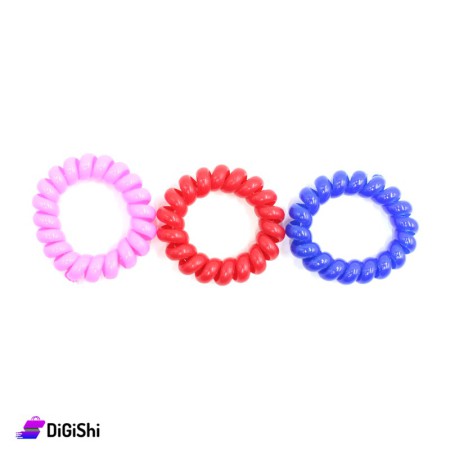 Helical Hair Bands Set -  Red & Pink & Blue