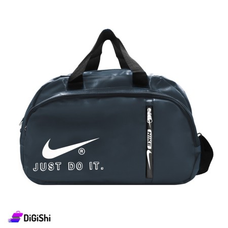 حقيبة رياضية يد وكتف قماش مشمع Nike Just Do It - أزرق رمادي غامق