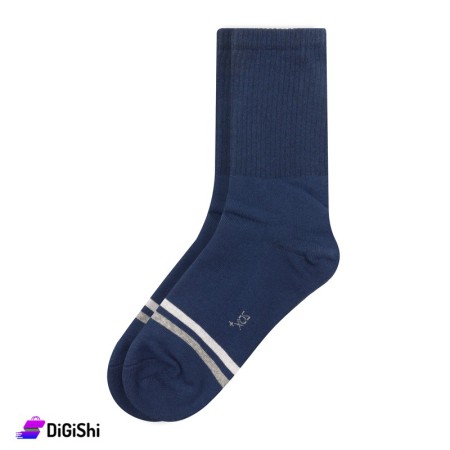 ZOX Pair Of Cotton Towelie Men Long Socks - Dark Blue