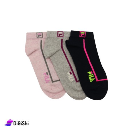 Al Samah Set Of Girl's Cotton FILA Short Socks - 3 Pairs Group 1