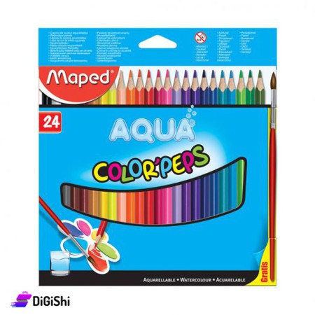 Maped Water Color Penciel with Brush 24 Colors