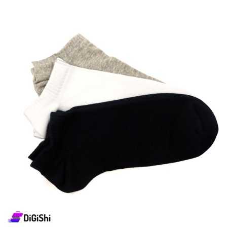 Al Samah Cotton Men Plain Colored Short Socks Set - 3 Pairs Group 1