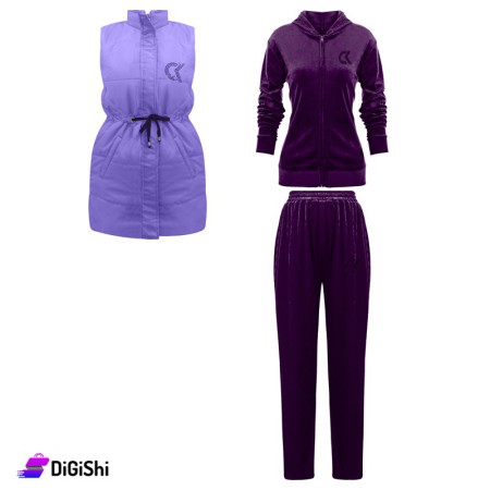 Women's Set of 3 Pieces Pajamas - Purple
