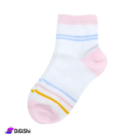 ZOX Cotton Pair Of Kids Short Socks - Pink & White