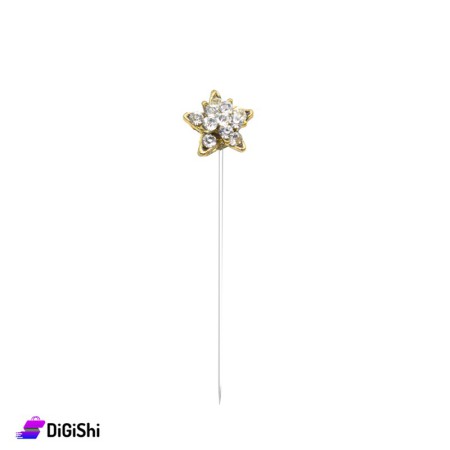 Star Shape Pin With Strass - Golden