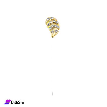 Tree Leaf  Shape Pin with Starss - Golden