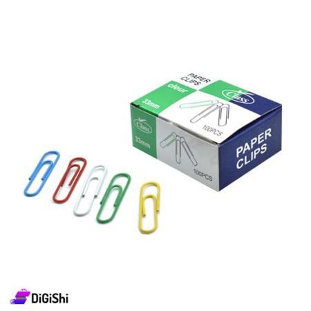 Class Metal Colorful Paper Clips Set - 33 mm