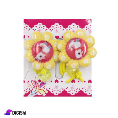 Sunflower-Shaped Pair Of Hair Bands - Yellow