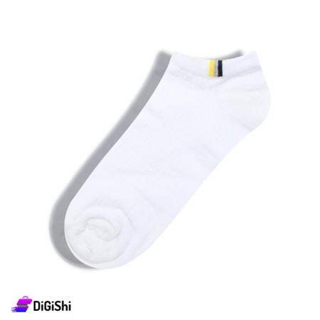ZOX Cotton Short Men's Socks - White With three lines on the edges