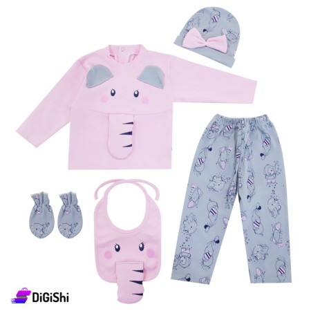 Shop Baby's Elephant Cotton Pajamas With Hat & gloves & Apron -...