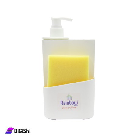 Plastic Liquid Soap Box With A Sponge - White