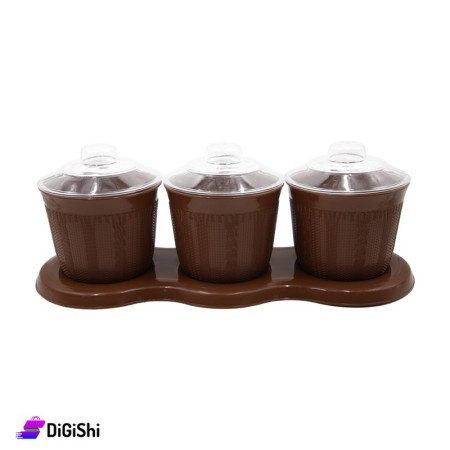Rainbow 1919 Plastic Kitchen Pots With Covers And A Base 1919 - Brown
