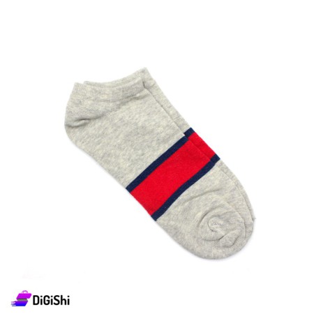 ZOX Cotton Short Men's Socks - Gray And Red