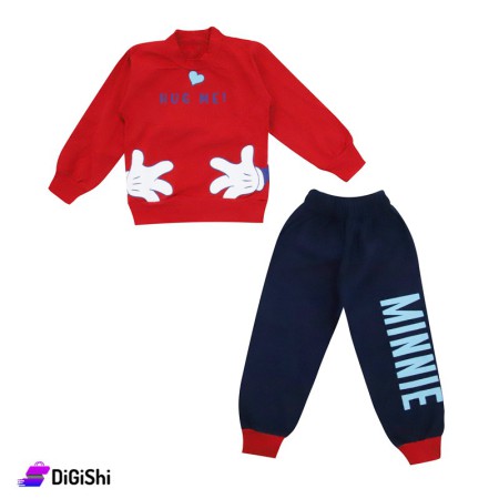 Baby's Minnie Mouse Cotton Pajamas - Red & Dark blue