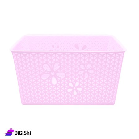 Rectangular Mesh Plastic Basket Big Size - Light Pink