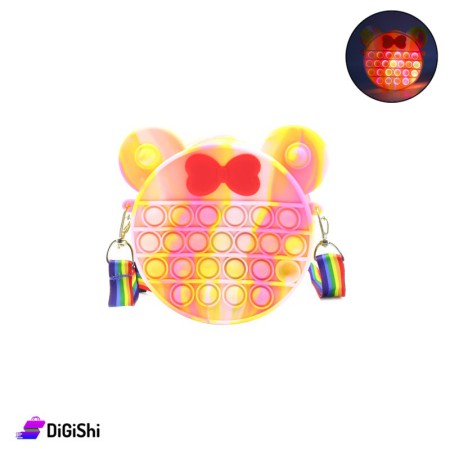 Pop It Bear Silicone Small Bag with Light - Yellow & Fuscia