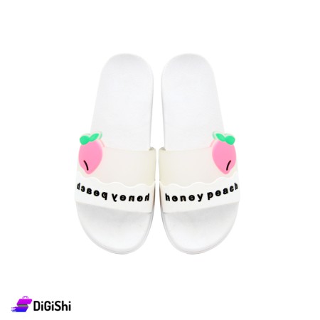 Girl's Rubber Slippers With Strawberry Shapes - White