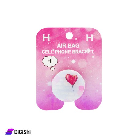 Air Bag Cell Phone Bracket With Heart Drawing - White