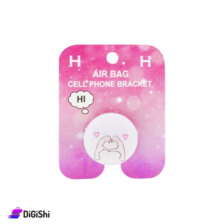 Air Bag Cell Phone Bracket With Heart Hands Drawing - Pink