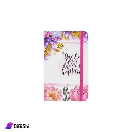 Notebook With Flower Drawing Small Size - Deep Pink