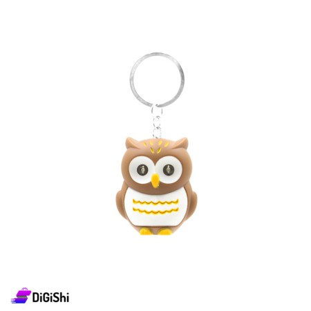 Owl keychain with Sound & Light - Brown