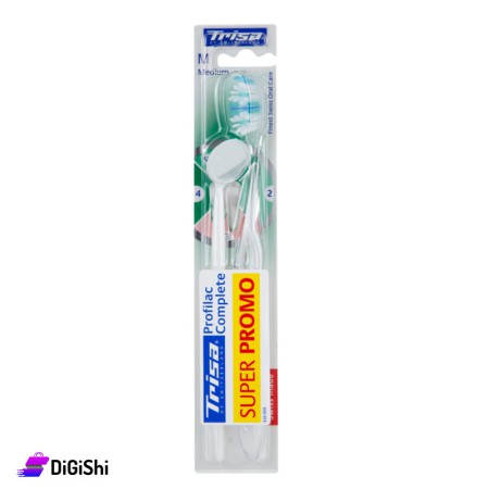 TRISA Profilac Complete Protection Toothbrush with Tooth Mirror - White