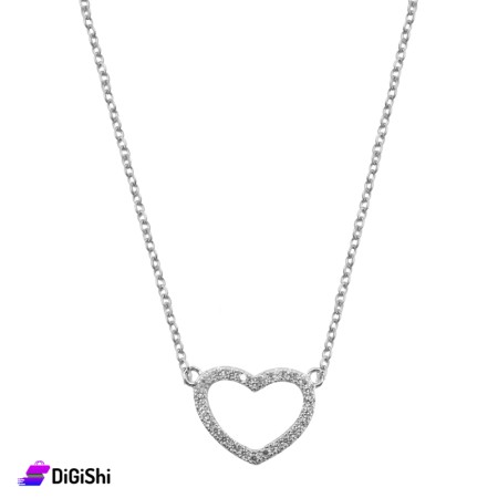 Women's Silver Necklace with Big Heart Shaped