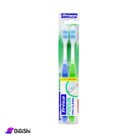 مجموعة فرش أسنان TRISA Focus Pro Clean - أخضر وأزرق