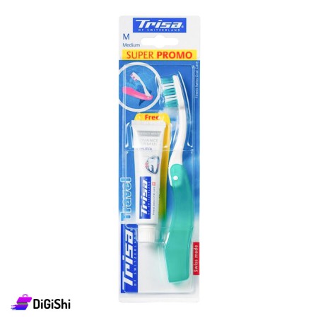 فرشاة أسنان السفر مع معجون أسنان TRISA Travel - أخضر