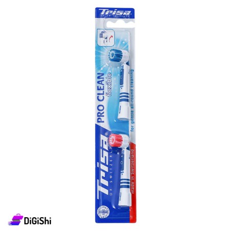 رؤوس تبديل لفرشاة الأسنان الكهربائية TRISA Pro Clean - أزرق وأحمر