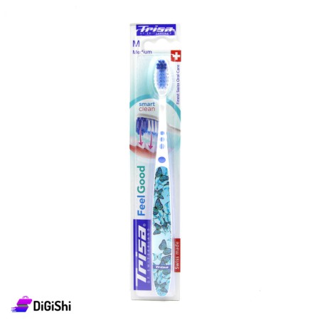 فرشاة أسنان التنظيف الذكي TRISA Feel Good - أزرق - رسمة فراشات