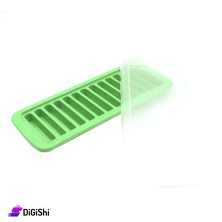 Cylinders Shape Plastic Ice Cube Tray With Cover 13 Ice Piece - Green